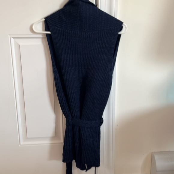 Banana Republic navy blue merino wool cowl neck sweater vest - Picture 2 of 8